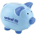 3-3/4"x3"x3" Blue Ceramic Piggy Bank